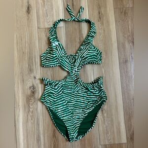 NWT Aerie Green Striped One Piece Swimsuit